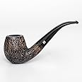 MUXIANG Briar Tobacco Pipe with Rusticated Finished,Bent Pipe Stem Cools AA0014S-PS2