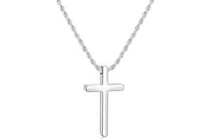 Fiusem Cross Necklace for Men, Cross Pendant Necklace and Cross Chain for Men and Boys, Stainless Steel Mens Cross Necklace 16-28 Inch