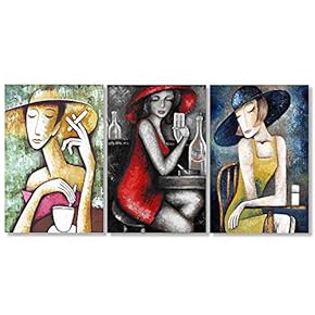 Canvas Wall Art European Painting Artwork for Home Prints Framed - 16"x24" x 3 Panels