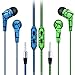 Noise Cancelling Earbuds, Costyle 2-Pack Nylon Braided No Tangle In-ear Noise Isolating Earphones headphones with Microphone Control Remote Button for iPhone, LG, MP3 MP4, Walkman (Green+Blue)