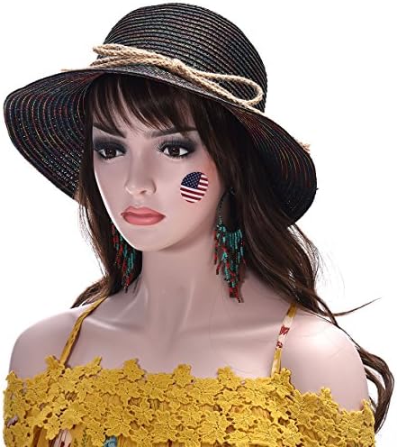 Womens Straw Sun Hat Wide Brim Floppy Hat Summer Beach Cap UPF50+