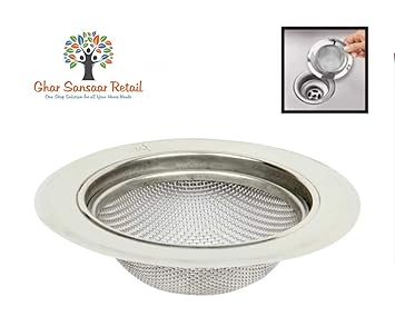 Ghar Sansaar Steel Sink Strainer Shower Floor Drain Bathroom Plug Trap Hair Catcher