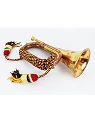 Musical Instruments: Boy Scout Brass and Copper Blowing Bugle Attack War Command Signal Horn 10.6" Inch with Beautiful Colourful Rope Binding - Dorpmarket