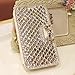 Galaxy S4 Case, LA GO GO(TM) 3D Bling Handmade? Glitter Rhinestone Pearl Leather Flip Wallet Protective Case for Samsung Galaxy S4 i9500 (Crystal)