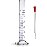 Thick Glass Graduated Cylinder Measuring Liquid Lab Hexagon Base Cylinders Come with One Glass Dropper (Glass, 5ML)