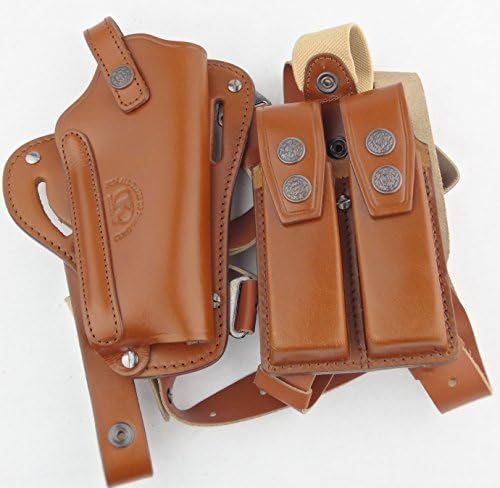 Kings Shoulder Leather Holsters Series (Brown, 446 Horizontal w Double Magazine)
