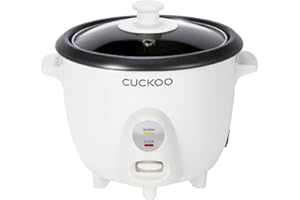 CUCKOO One Touch Rice Cooker 3-Cup (Uncooked) / 6-Cup (Cooked), Mini Rice Cooker & Warmer with Steamer Tray, Versatile Grain 