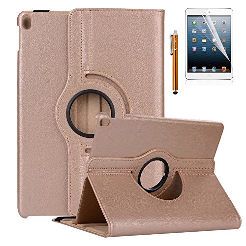 iPad Pro 10.5 Case - AiSMei Rotating Stand Case Cover with Auto Sleep Wake for Apple iPad Pro 10.5-inch 2017 Model A1701/A1709 Retina Display [Free Stylus + Film] - Gold