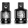 MTO 2-Piece Impact Socket Adapter and Reducer Set, 1/2" Female to 3/8" Male Reducer, 3/8” Female to 1/2” Male Adapter, Chrome Molybdenum Alloy Steel