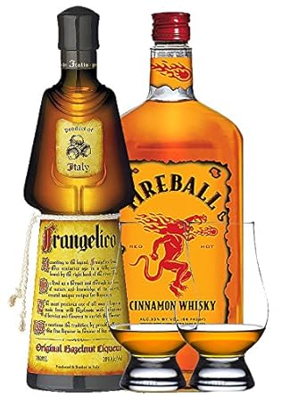 Fireball 0,7 Liter + Frangelico 0,7 Liter + 2 Glencairn Gläser