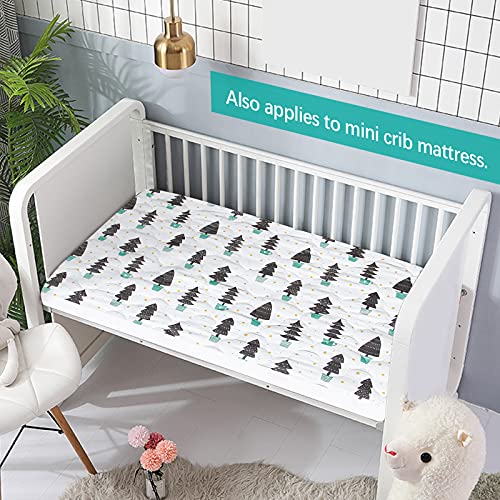 Waterproof Mini Crib Sheets Quilted, Ultra Soft & Machine Washable Pack