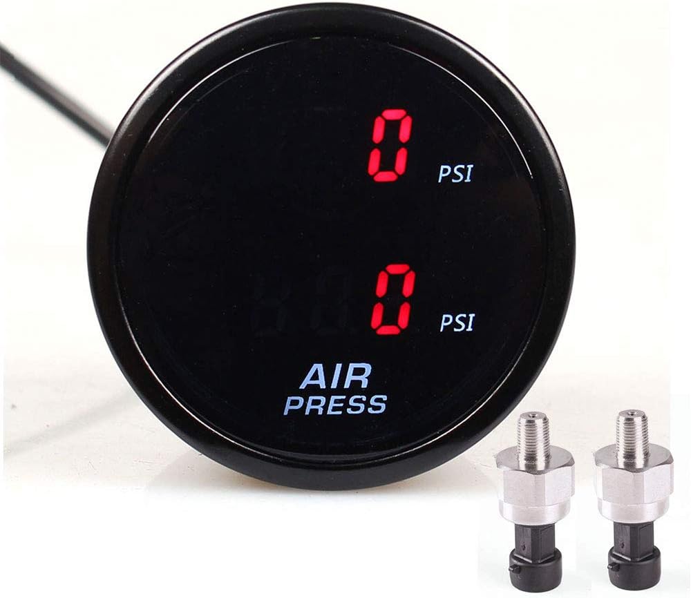 52mm 290PSI Dual Air Pressure Gauge Air Suspension Gauge