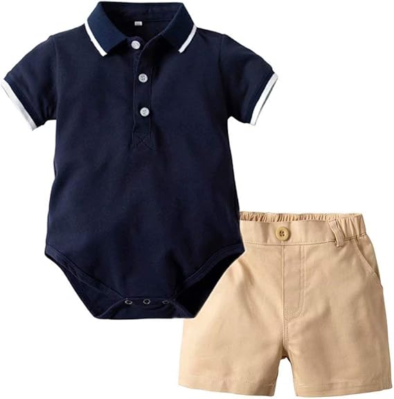 Baby Boys Gentleman Outfits Suits, Infant Short Sleeve Polo