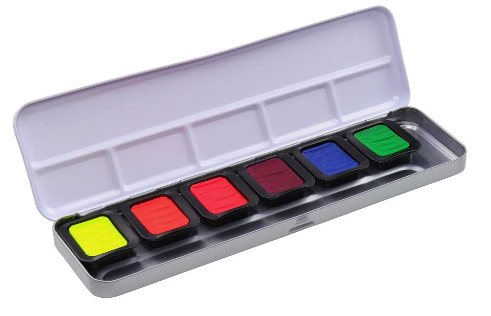 Finetec FN9000 metal paint box, 6 premium neon watercolours, 6 colours, 1 piece (1 pack)