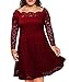 Nemidor Women's Vintage Floral Lace Sleeved Plus Size Cocktail Formal Swing Dress