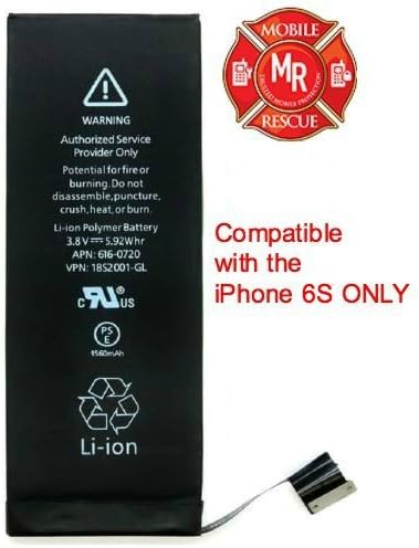 OEM Li-ion Replacement Battery for Apple iPhone 6S By Mobile Rescue - New Highest Quality 0 Cycle 6.91 Wh 1715mAh Li-ion Battery - Works with All iPhone 6S Models