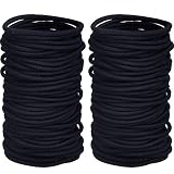 200 Pack No-metal Hair Elastics Hair Ties Ponytail Holders Hair Bands Bulk (4 mm, Black)