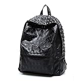 iMaySon Hot Western Gossip Girl Punk Skull PU Leather Women Backpack Shoulders Book Bag (Black)