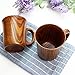 NAOAO Solid Jujube Mug Wooden Coffee Beer Mugs Wood Cup Handmade Tea Cup With Handle Set of 2 (9 cm 10 cm / 3.5 inch 3.9 inch)