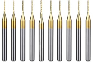 HUHAO 10Pcs Corn End Mill 0.8mm Tip PCB Carbide Titanium Coated 1/8 Inch Shank Engraving Edge Milling Cutter