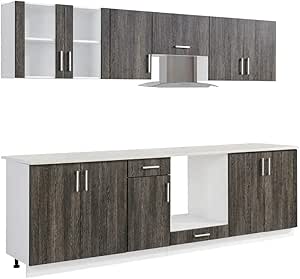 vidaXL - Bloque de Cocina Empotrado (260 cm), Color wengué: Amazon.es