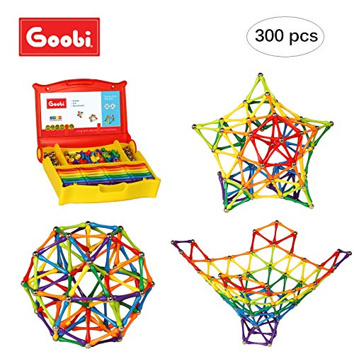 Goobi 300 Piece Construction Set with Instruction Booklet | STEM Learning | Assorted Rainbow Colors