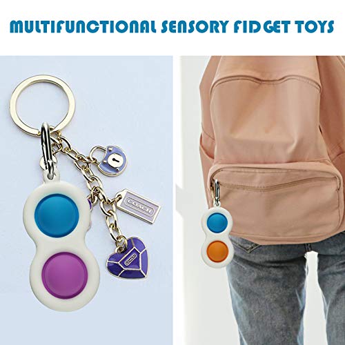 hirsrian Simple Dimple Fidget Toys, Silicone Flipping Board, Stress Relief Sensory Hand Toy 2 Pack Decompression bubble Keychain Brain Development Color Concentration for Kids Adults