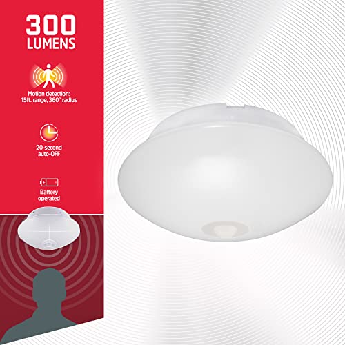 Energizer Motion Activated LED Ceiling Light, 1 Pack, Battery Operated, 300 Lumens, Wireless, 15