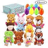 GIGALUMI 12 Pcs Filled Easter Eggs with 2.45'' Animal for Easter Basket Stuffers and Easter Egg Hunt Party Favor for Kids!