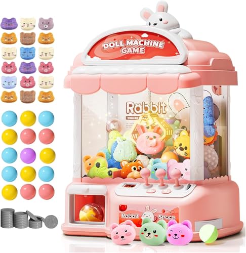MIAOKE Large Claw Machine for Kids, Musical Electronic Arcade Game Toy | Vending Machine Adjustable Sound, Prize Dispenser Toys, Party Christmas and Birthday Gift for Girls Boys, Light Pink