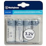 Westinghouse 4 Pack 3.2V 18500 Lithium Iron Rechargable Batteries