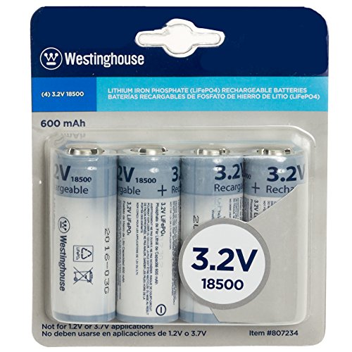 Westinghouse 4 Pack 3.2V 18500 Lithium Iron Rechargable Batteries