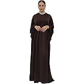 Zofocy Women Muslim Prayer Dress Loose Solid Colour Dubai Maxi Dress Lightweight Long Sleeves Islamic Abaya