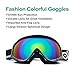 Odoland Ski Goggles for Adult Man & Woman– UV400 Protection and Anti-Fog – Double Grey Spherical Lens for Sunny and Cloudy Days (Black)
