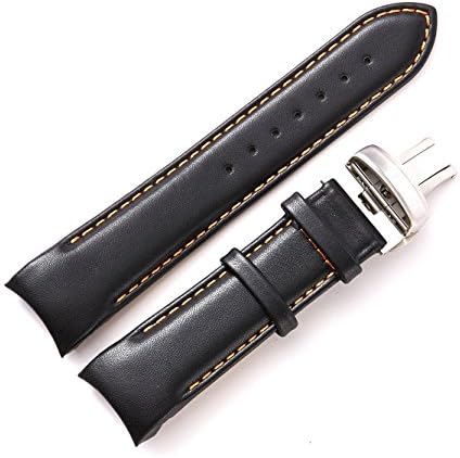 Genuine Leather Watch Band Strap Soft Cowhide Deployment Men Wristband Automatic Buckle