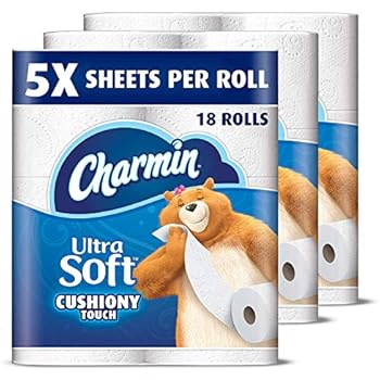 Charmin Ultra Soft Cushiony Touch Toilet Paper, 18 Family Mega Rolls (Equal to 90 Regular Rolls)