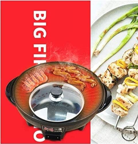 review NOLOGO Smokeless Hot Pot Cooker 2 in 1 BBQ Frying Cook Grill Oven Non Stick Plate Barbecue for Home Party Picnic Skillet Maker 5-6 Person Use