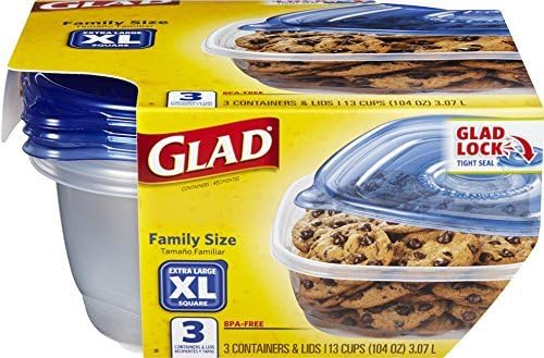 GladWare Containers and Lids, Family Size Containers, 3 Count by Glad Food Storage