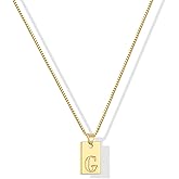 Gacimy 18K Real Gold Plated Initial Necklace for Women - Small Square Letter Pendant with Box Chain - Minimalist Personalized Jewelry Gifts for Mom