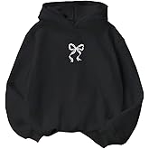 SHENHE Girl's Bow Leopard Hoodies Long Sleeve Cheetah Print Pullover Tops Preppy Cute Sweatshirts Hoodies