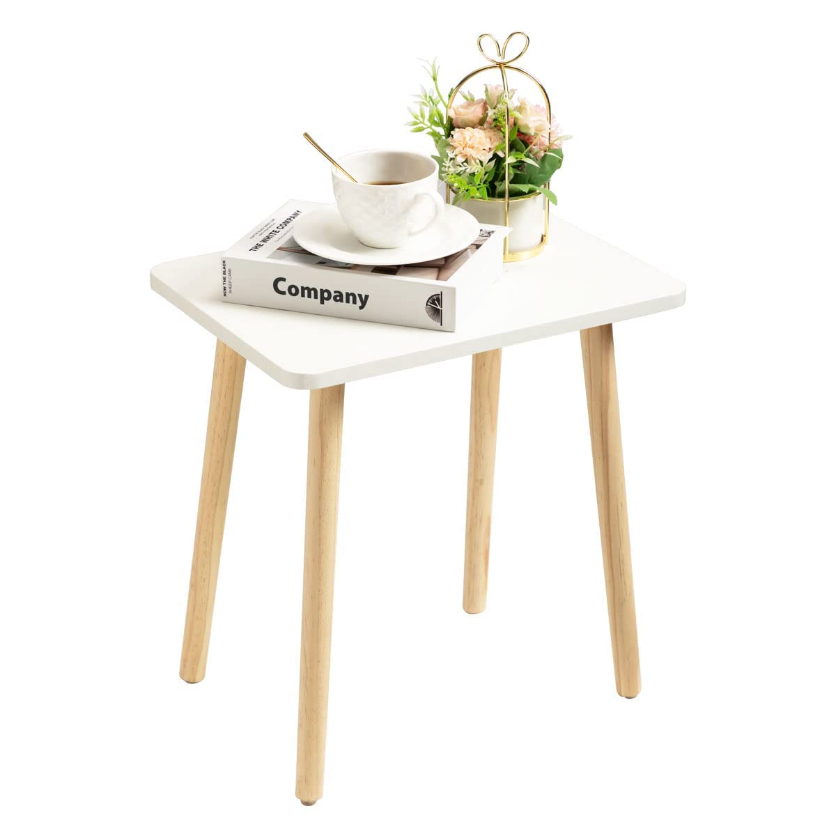 Photo 1 of **DAMAGED** FORAOFUR Small Side Table, Modern Wood Mini Coffee Table, Easy Assembly Compact End Table for Living Room Bedroom Sofa, Minimalist White Accent Furniture for Small Spaces