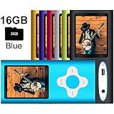 G.G.Martinsen MP3/MP4 Player with a 16GB Micro SD card, Mini USB Port 1.8 LCD, Digital Music Player, Video / Media Player, MP3 Player, MP4 Player, Support Photo Viewer, Recorder &amp; FM Radio - Blue