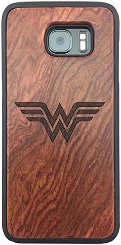 Gammashark Real Premium Quality Wood Case Wonder Woman Natural Carved Eco Friendly Wooden Case Hybrid Laser Engraved Ultra Slim Back Case Protective Cover (Galaxy S8 Plus)