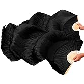 Nimiman Women 1 Pair (Left+Right) Silk Belly Dance Fans Veil Belly Dancing Long Folding Fans Length 180 cm Width 90 cm