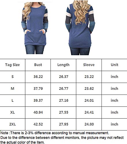 IMIDO Womens U Neck Tops Striped Color Block T-Shirts Casual Pullover Lightweight Long Sleeve Tunic Blouses (M, B-Wine Red)