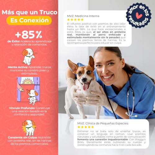 Waggys Bites | Premios para Perro Naturales | Suaves, Sin Granos, Altos en Proteína | Camote y Salmón | Ricos y Deliciosos | Snack Saludable para Mascotas | Ideal para Entrenamiento | 100 Soft Chews