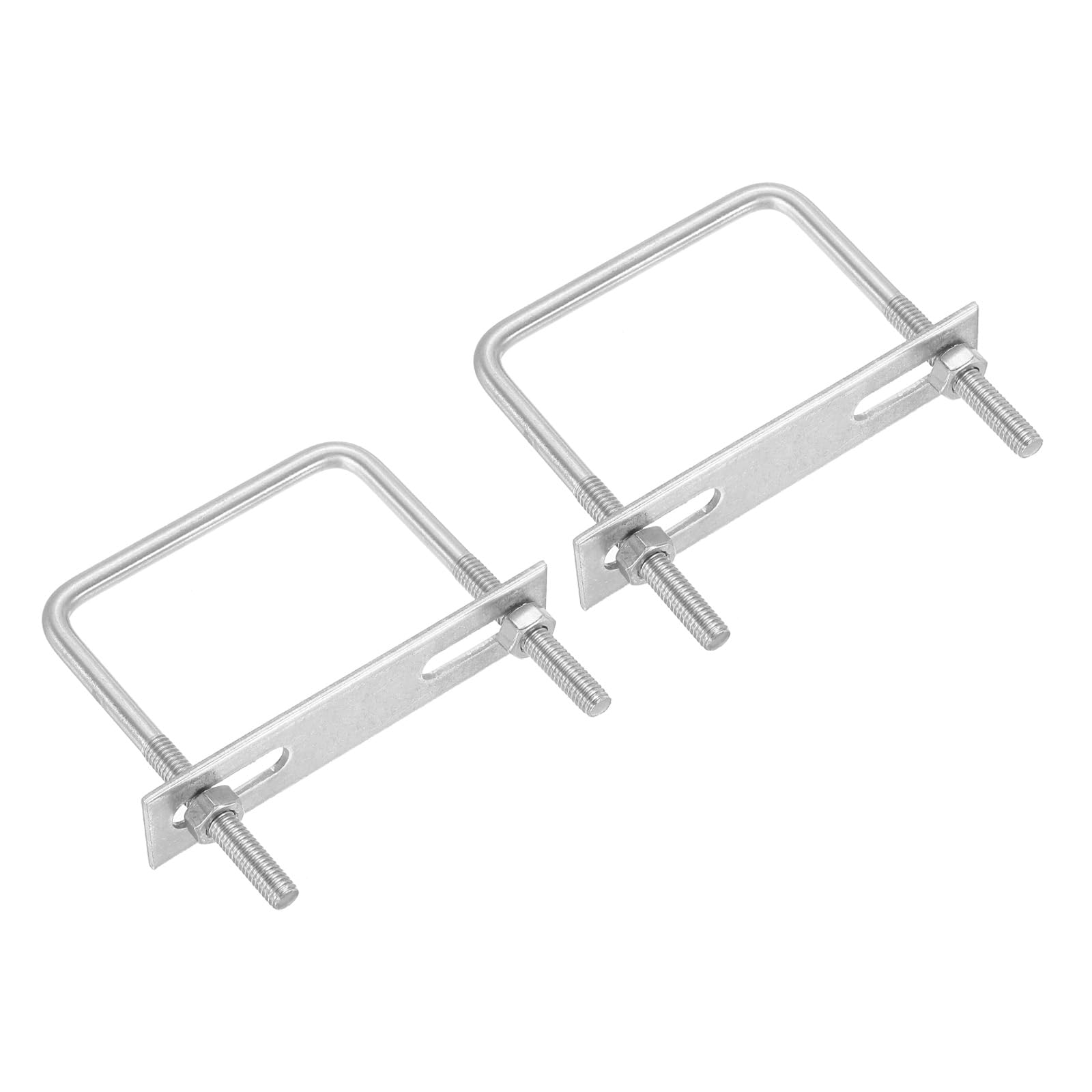 PATIKIL M6x65x80mm Square U-Bolts Kit, 2Set 304 Stainless Steel Square U Shaped Bolts Replacement Parts with Frame Plates and Nuts for Ski Board Sailboat Trailer
