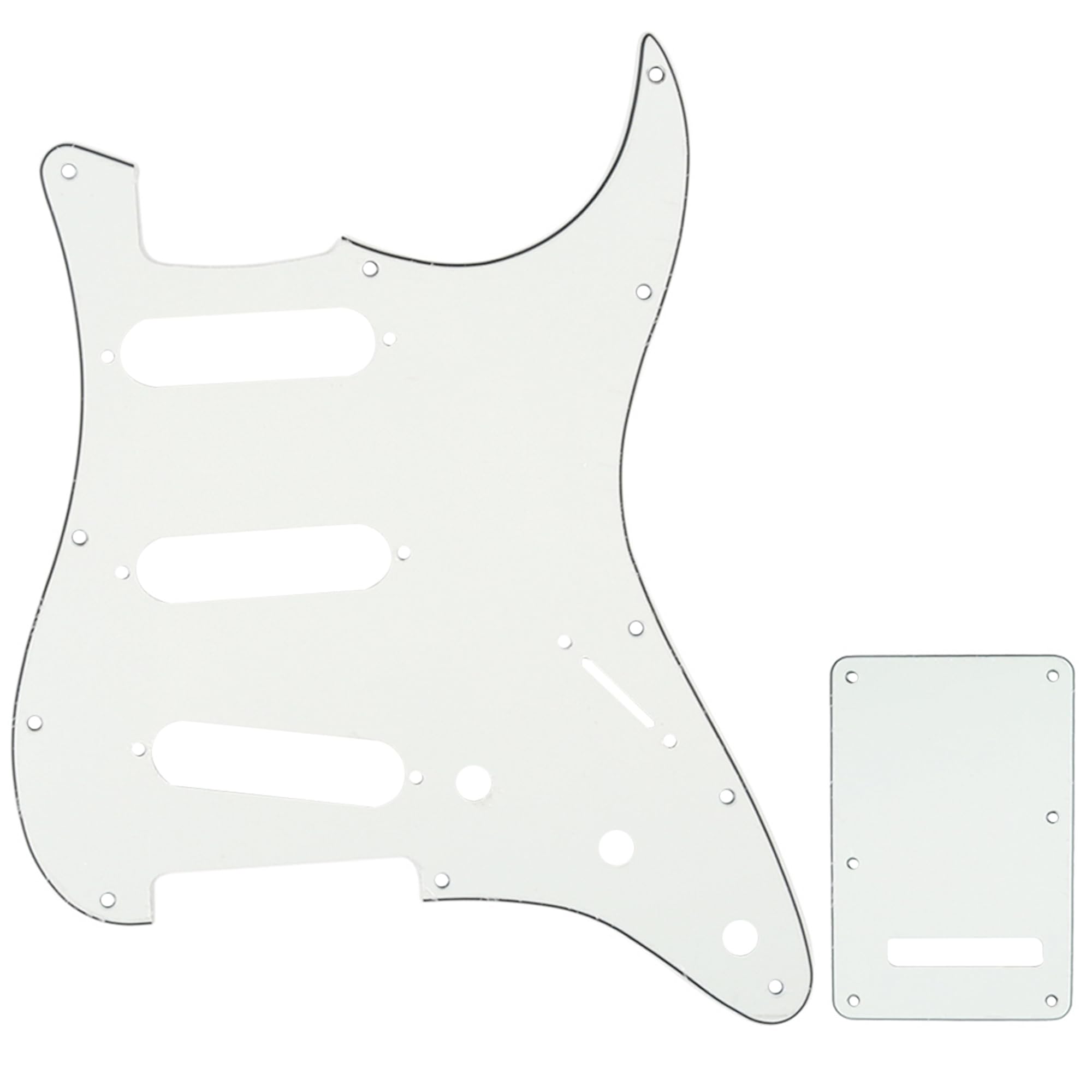 Musiclily SSS Strat Pickguard and Back Plate Set for Fender USA/Mexican Standard Stratocaster Modern Style Electric Guitar, 3Ply Parchment
