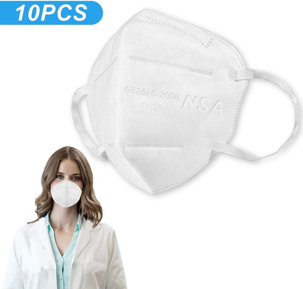 KN90 Respitator Face Masks Earloops 5-Layer Protective Mouth Cover Mask-Reusable Unisex (10 Pack)