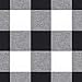 Wake In Cloud - Washed Cotton Duvet Cover Set, Buffalo Check Gingham Plaid Geometric Checker Printed in White Black and Gray, 100% Cotton Bedding, with Zipper Closure (3pcs, Queen Size)